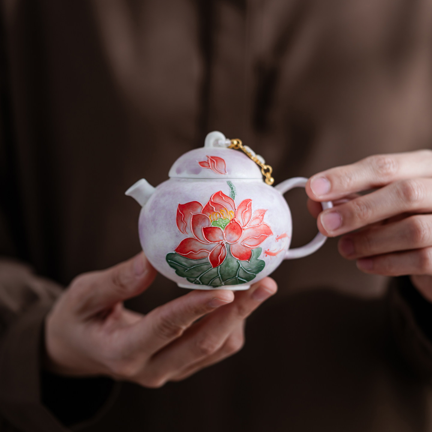 宏逐手绘堆雕荷花圆满壶女士个人专用茶壶泡茶器家用一人独饮茶具,餐饮具,茶壶,淘宝优惠券,粉丝福利购,淘宝优惠卷