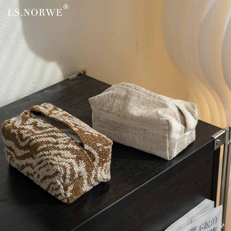 纸巾盒侘寂风家用抽取式纸巾收纳袋肌理感客厅茶几桌面布艺纸巾套