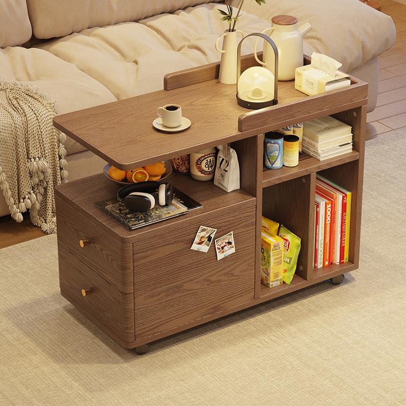 实木新款边几简约客厅带轮可移动收纳置物柜家用轻奢沙发侧边柜