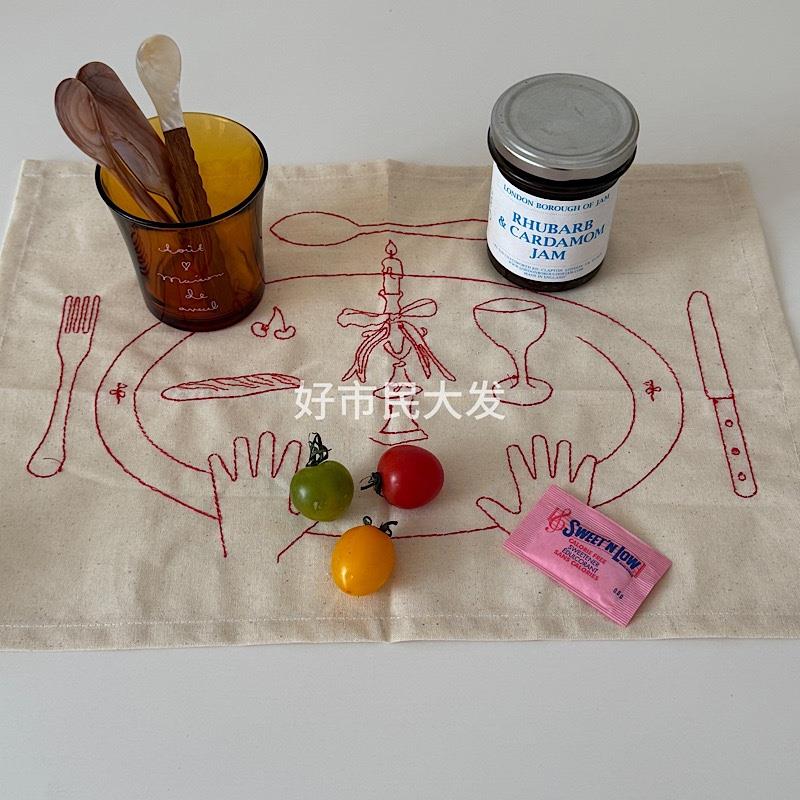 好市民大法韩式田园风格素线绣桌垫套布摆饰道具