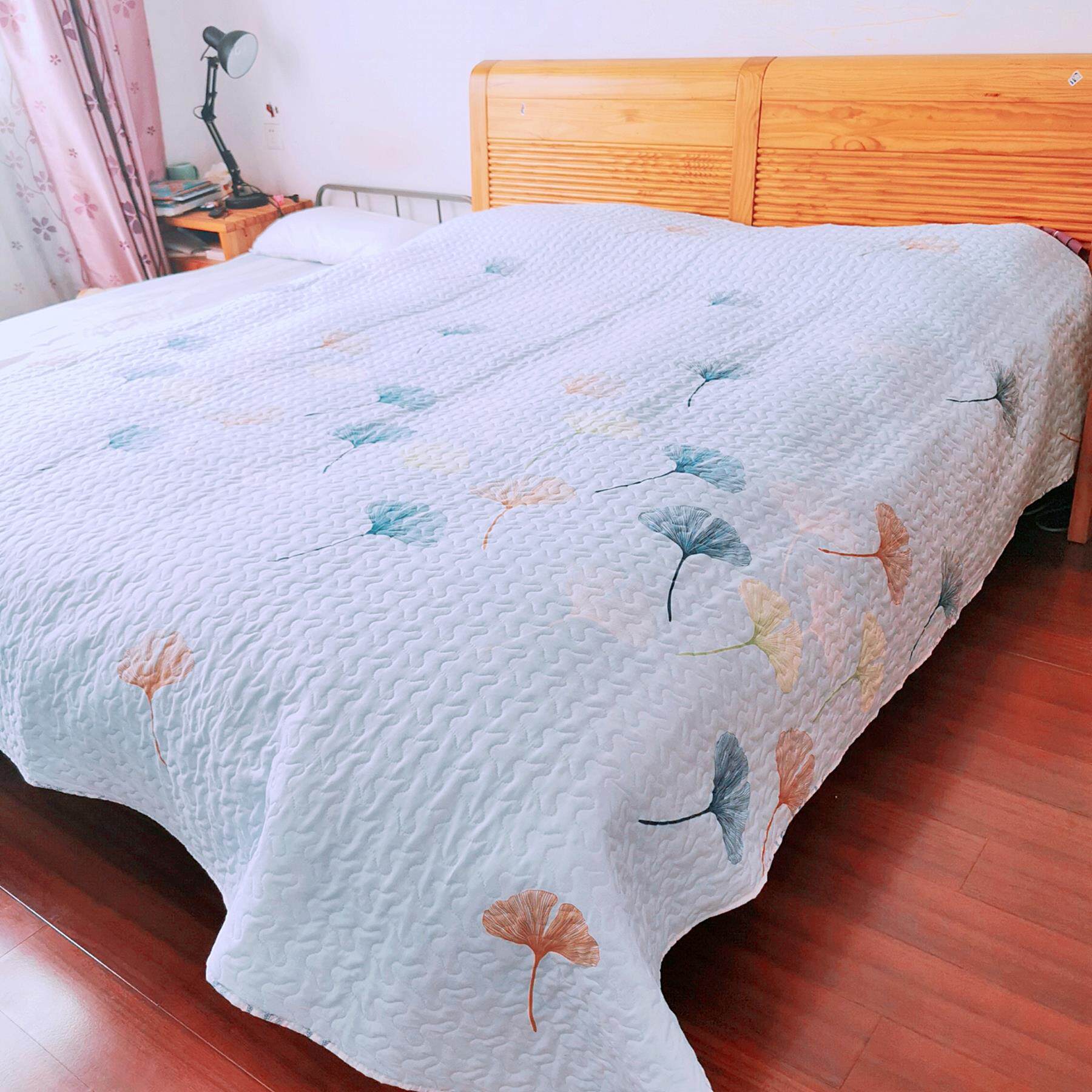 韩式双面两用蓝色夹棉床单绗缝夏凉被榻榻米铺垫床盖单件床上用品