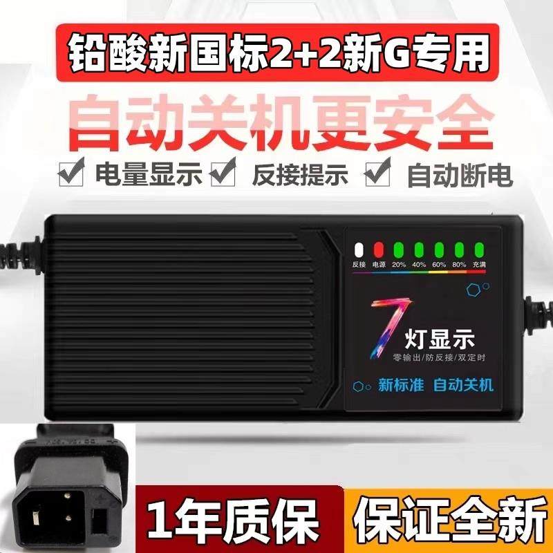【新国标2+2插头】48V60V20AH72V20铅酸石墨烯电动车电瓶充电器