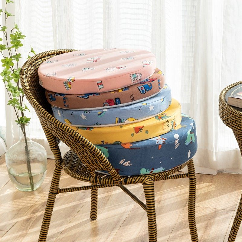 儿童圆形卡通坐垫加厚藤椅增高垫圆凳子幼儿园小学生游戏地上四季