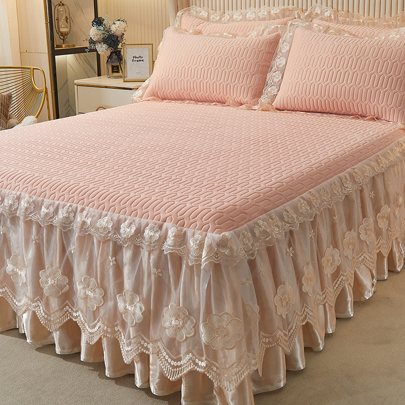 2022新款公主风夏季床裙款乳胶凉席可水洗冰丝软席三件套夏天席子,床上用品,乳胶席,淘宝优惠券,粉丝福利购,淘宝优惠卷