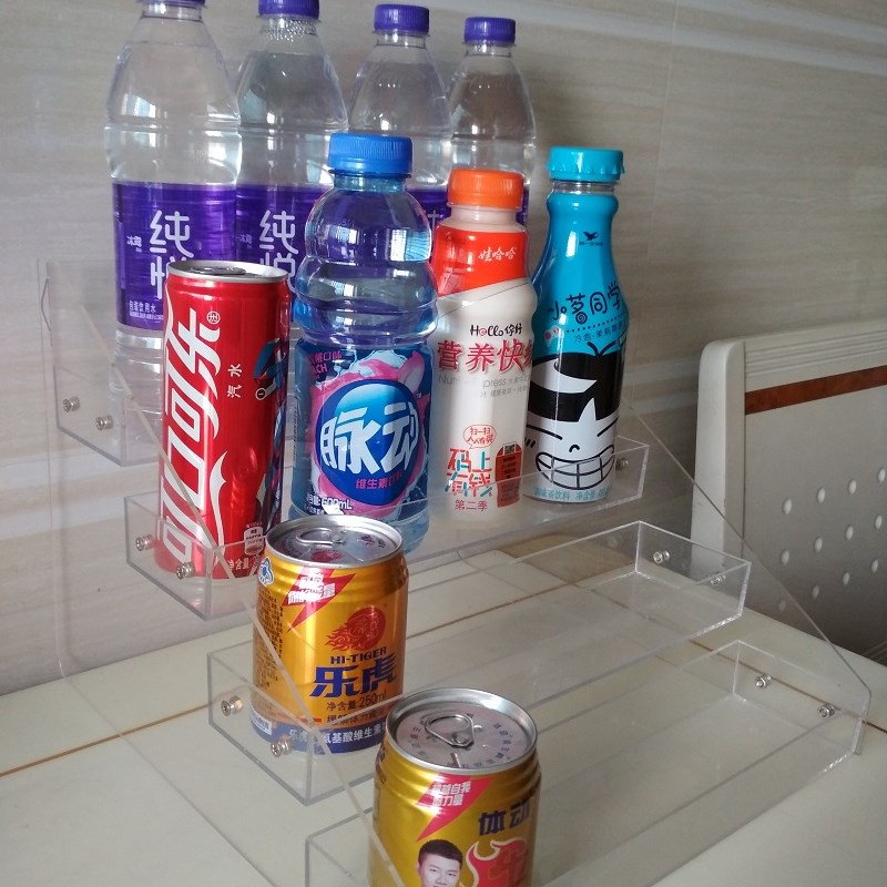 矿泉水展示架桌上放的饮料架牛奶展示架超市收银台透明小货架