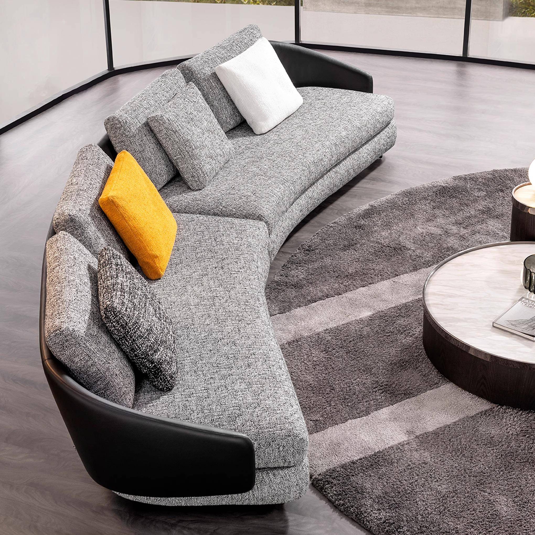 意大利意式极简Lawson别墅客厅现代大平层设计师弧形劳森布艺沙发