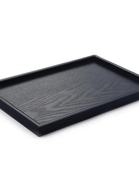 日式黑色木质托 托盘长方形实木盘子餐盘端盘子茶盘水杯托 托盘覆