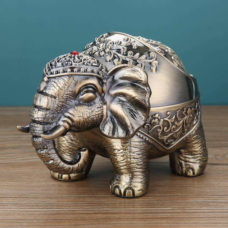 欧式烟灰缸防飞灰烟味带盖创意奢华客厅家用复古高档个性潮流摆件