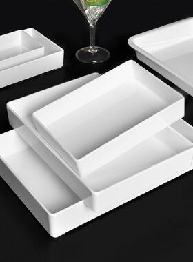 密胺白色卤菜专用盘子卤肉熟食展示盘子卤味鸭货长方形凉菜盘商用