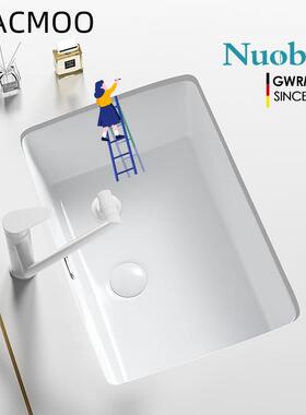 陶瓷台下盆平底方形洗脸盆洗手盆洗面嵌入式单盆弧底大小尺寸阳台