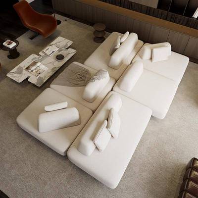 模块沙发小户型自由组合双面横厅客厅岛屿方块无扶手靠山布艺沙发