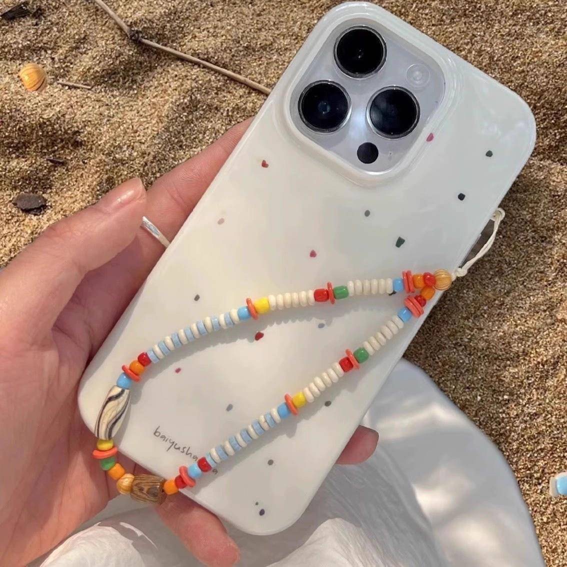 夏日海风ccd相机手绳diy手工串珠手机挂绳挂绳手机保护壳拍立得挂件小众