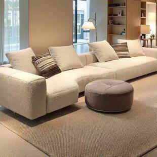 新款奶油风伊夫沙发设计师创意别墅小户型客厅羊羔绒异型组合沙发