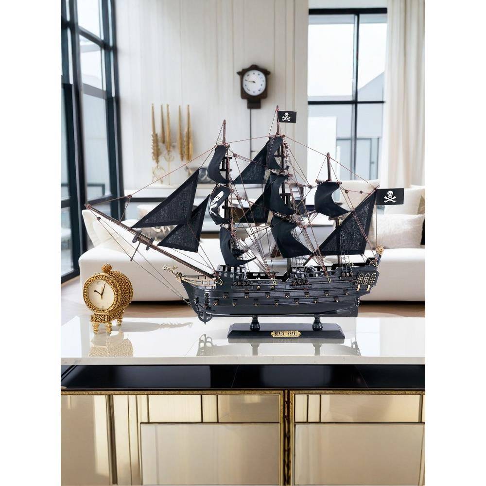 黑珍珠实木帆船模型加勒比海盗地中海家庭装饰客厅工艺品装饰品