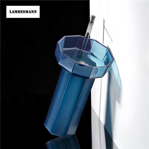 花瓣透明树脂小户型落地式洗手洗脸盆洗漱台立柱盆卫浴浴室柜定制