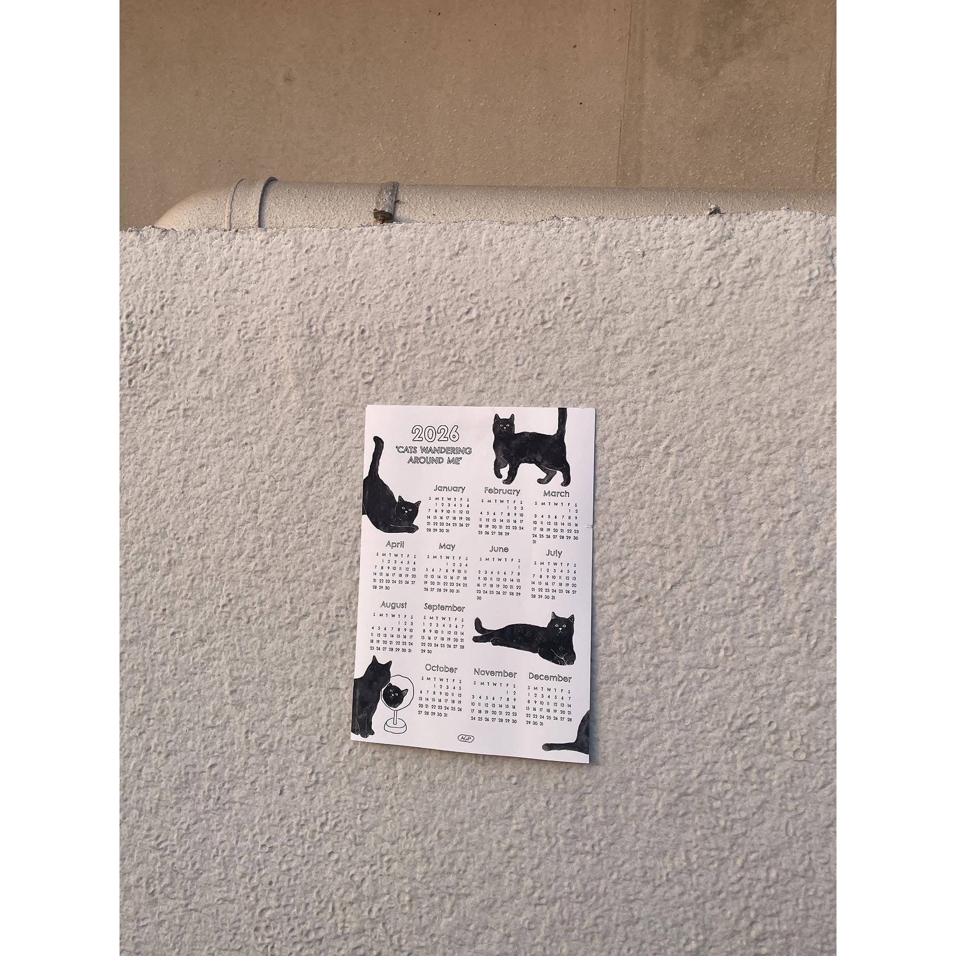 2026猫猫日历又见面瞭！原创插画可爱可书写年历海报简约新年礼物