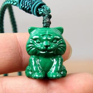 实木绿色老虎挂件青色寅虎吊坠紫檀木生肖木质木雕黑檀绿檀木老虎