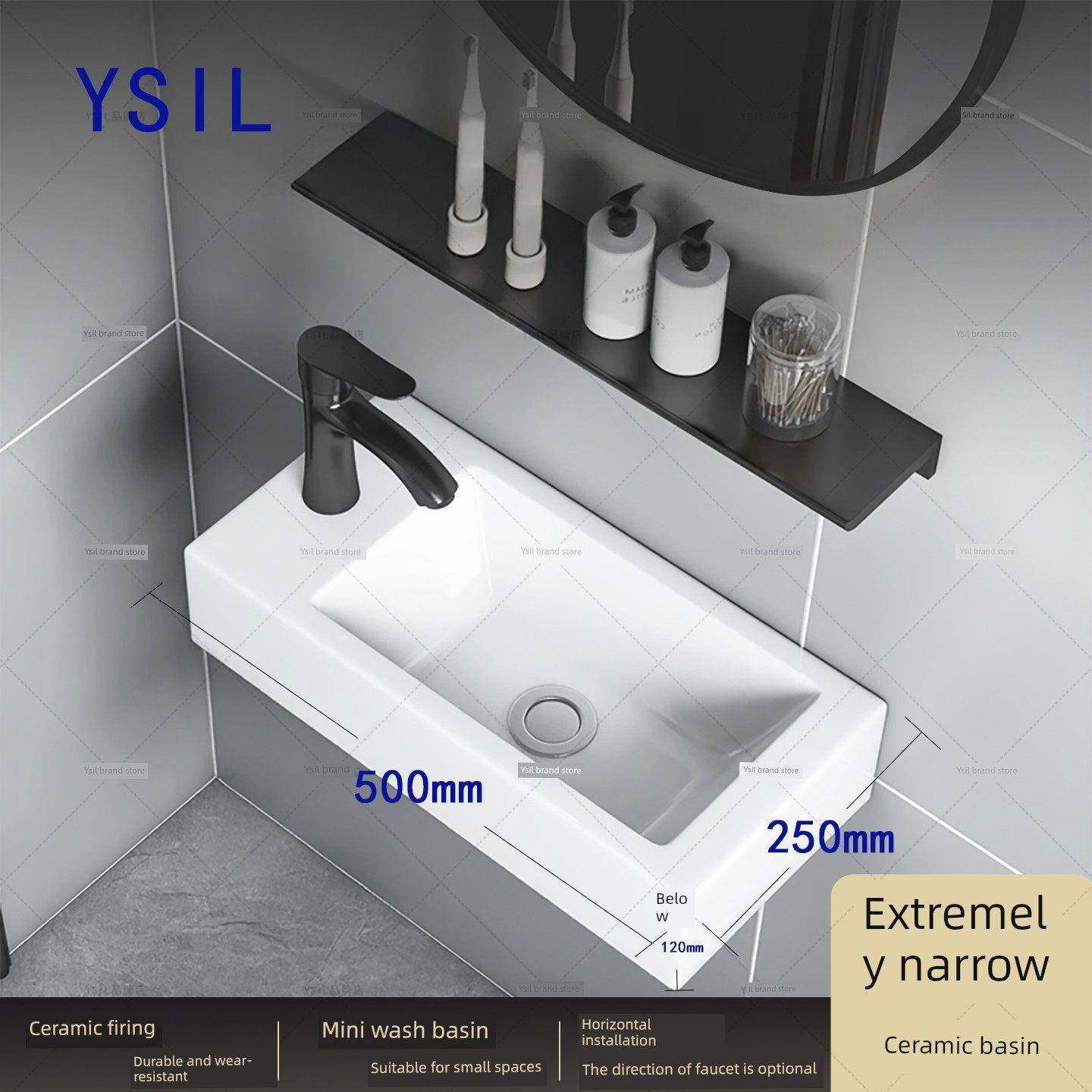 壁挂式洗手盆超窄小型壁挂式陶瓷洗手盆小尺寸长迷你洗手盆25宽50