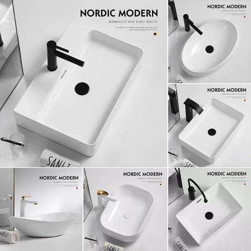 台上盆方形洗手盆家用极简洗脸盆卫生间陶瓷洗漱盆单盆阳台一体盆