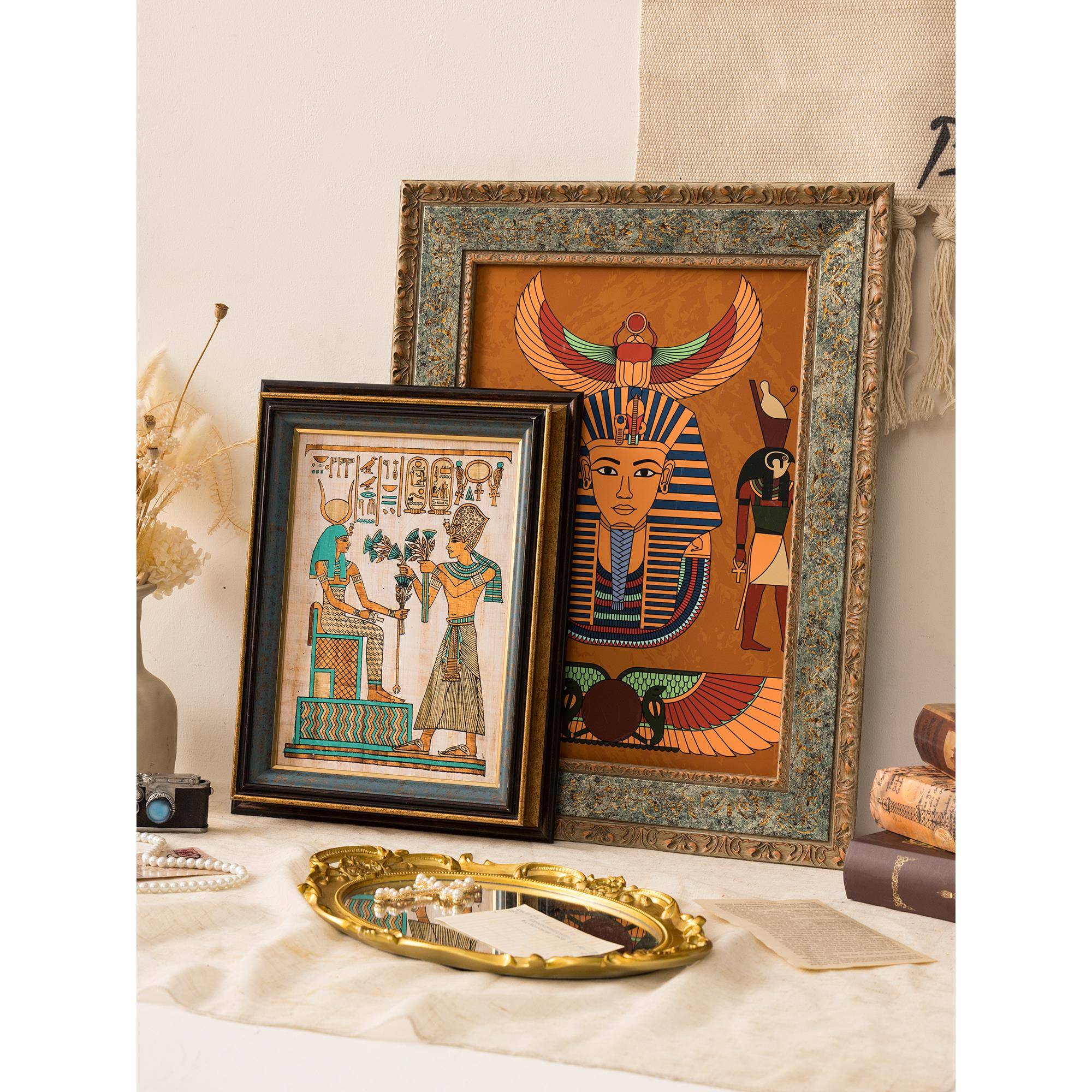 埃及纸莎草画相框a3a4任意尺寸定制覆古油画装饰外框挂墙装裱空框