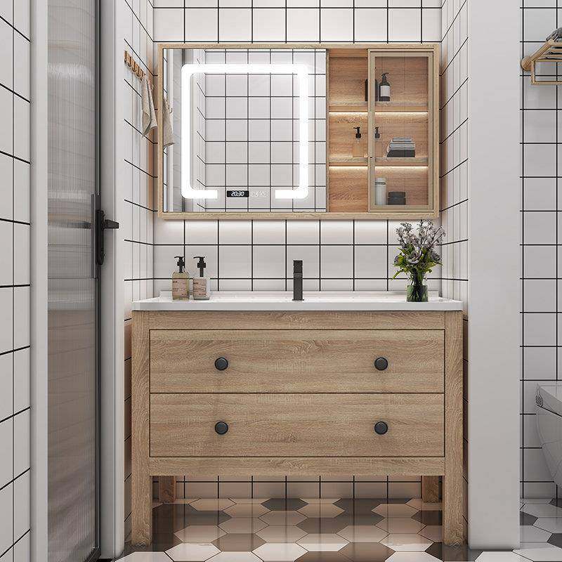 日式卫浴室柜组合现代简约小户型实木洗漱台洗手洗脸盆柜套装落地