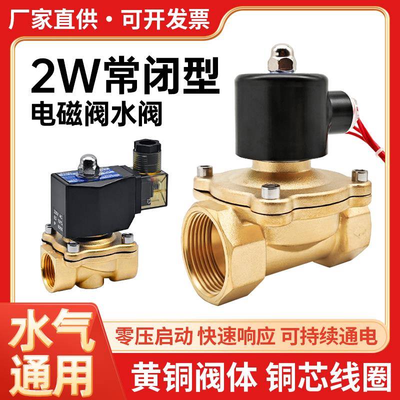 小型电磁阀水阀气阀控制阀2W160-15黄铜AC220V节能防水DN25常开20