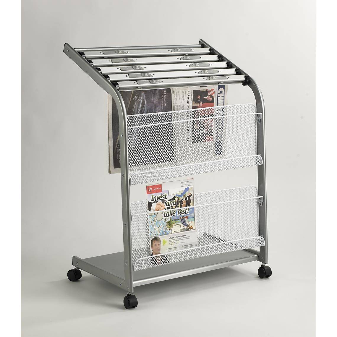 应豪612-333 报纸架报刊架书报架杂志架宣传铝合金铁简单银色多层