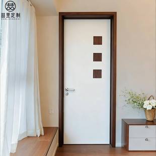 中古风洞洞门实木复合卧室门房门胡桃木包豪斯木门厨房门卫生间门