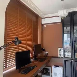 实木百叶窗帘遮光透气电动竹木百叶窗帘卧室茶室客厅阳台窗帘定制