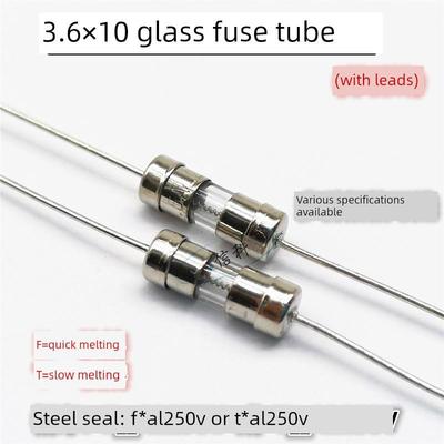 3.6*10玻璃保险丝管带引线快熔F慢熔T1A 2A 3 4 5 6 8A F10AL250V