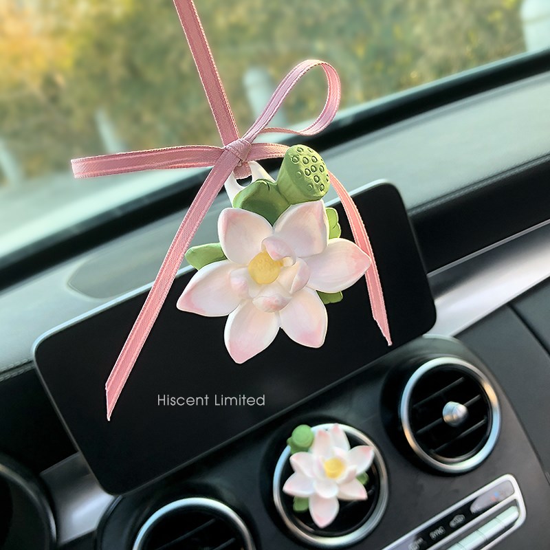 好运莲莲车载挂件汽车香薰车用扩香石莲花出风口装饰香氛女生礼物