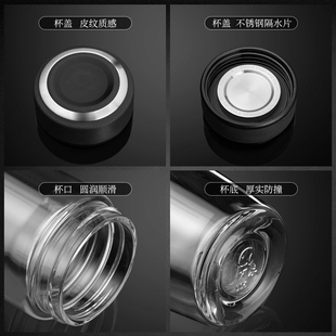 女可爱便携家用过滤泡茶杯子加厚透明水杯 万象单层双层玻璃杯男士