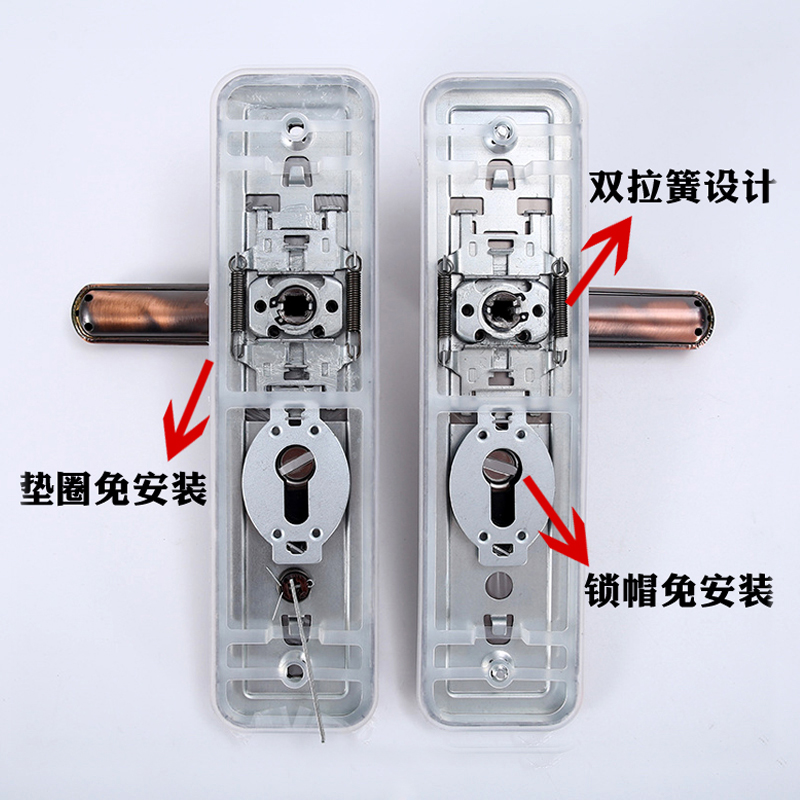 加厚防盗门门把手面板拉手大门门锁家用通用型红古铜双开门锁配件