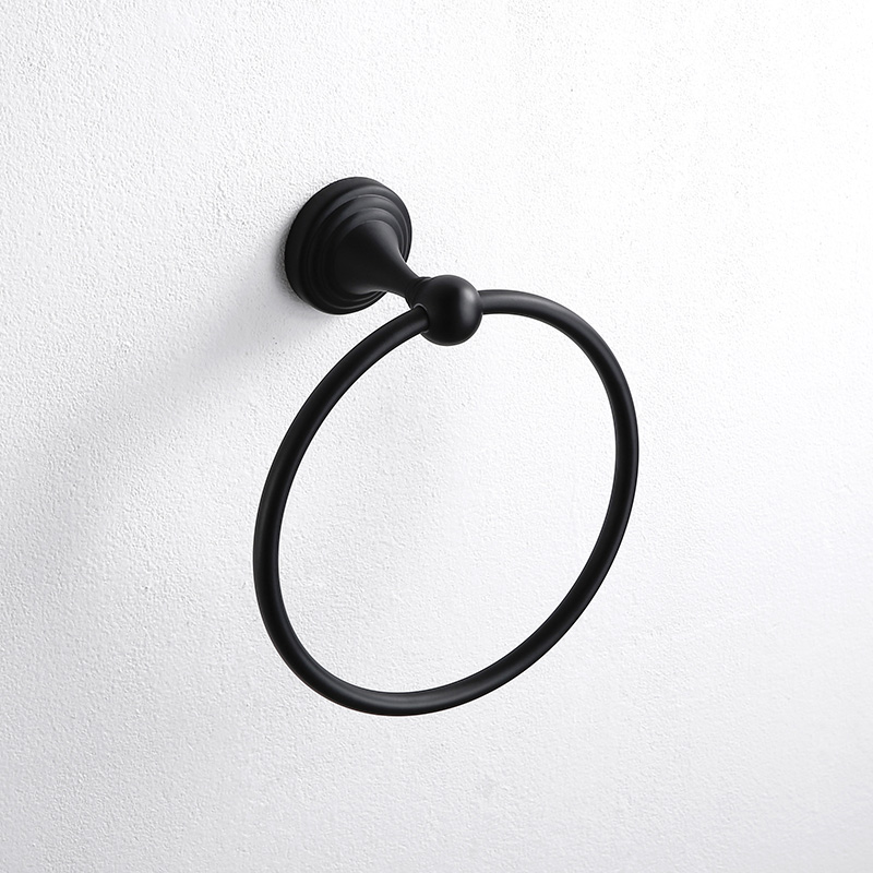 出口圆形黑色毛巾环不锈钢浴室毛巾圈卫生间毛巾杆仿古挂件