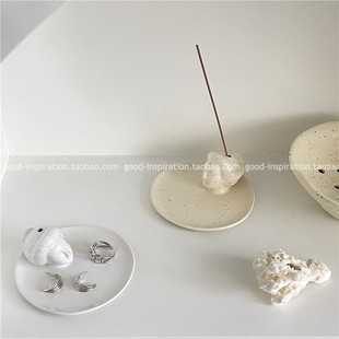 饰品艺术香托 女人头像手工陶瓷线香底座香盘装 法式 复古香插