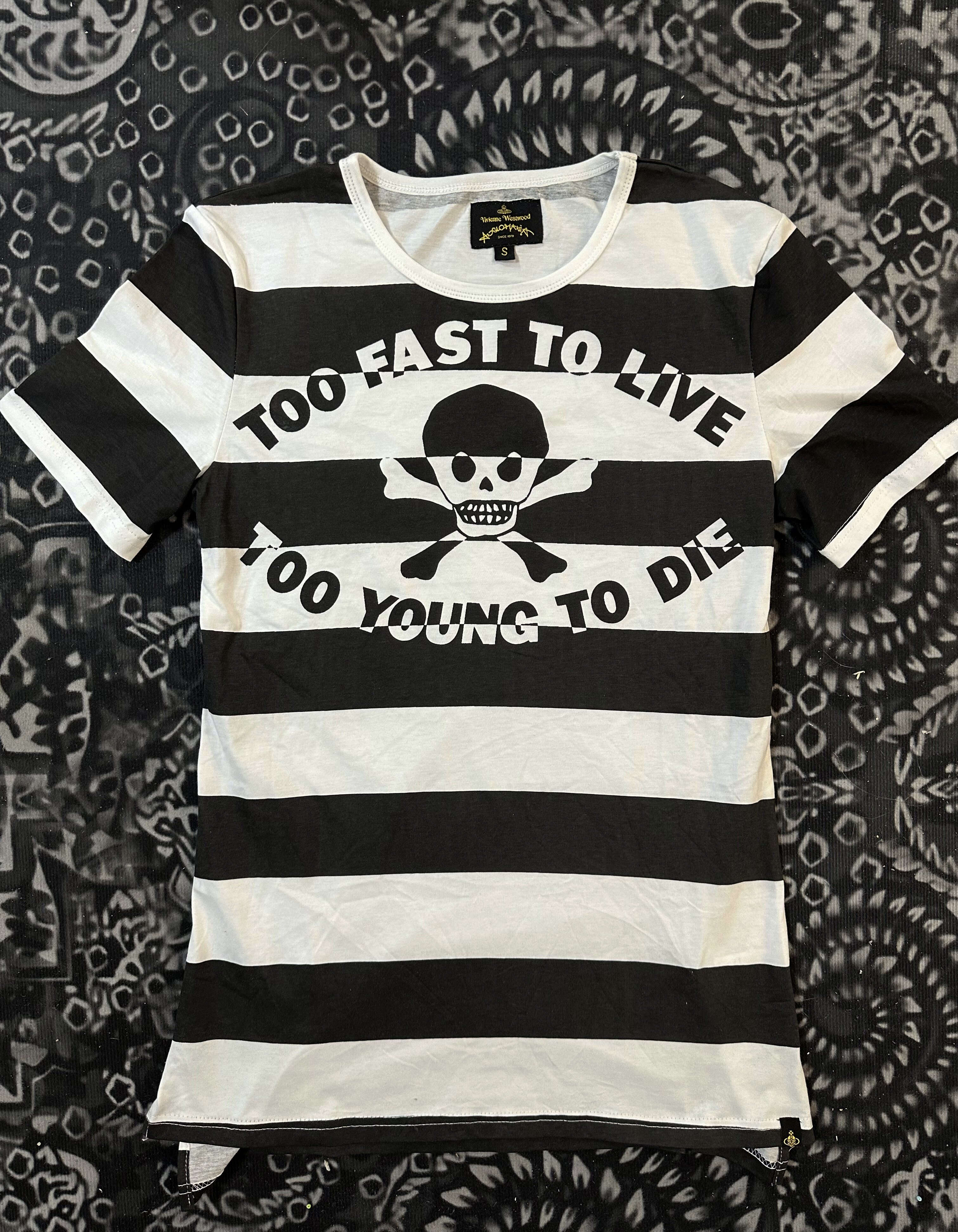 thumbnail for (In stock) independent vivi black and white striped skull poetry T-shirt