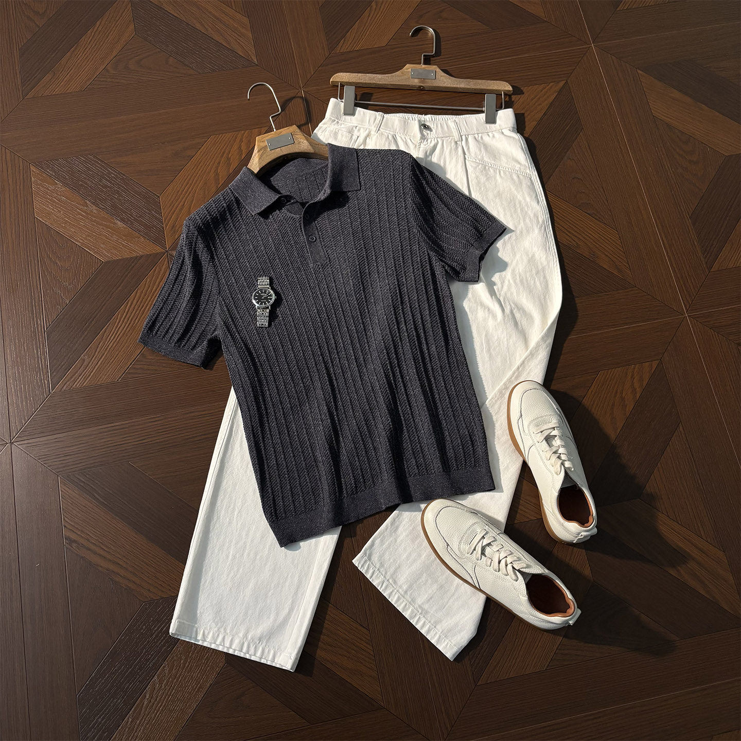莱赛尔亚麻短袖翻领Polo衫