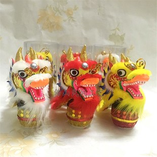 国潮文创龙头舞龙小摆件玩具挂件新年吉祥物春节装 饰非遗手工艺品