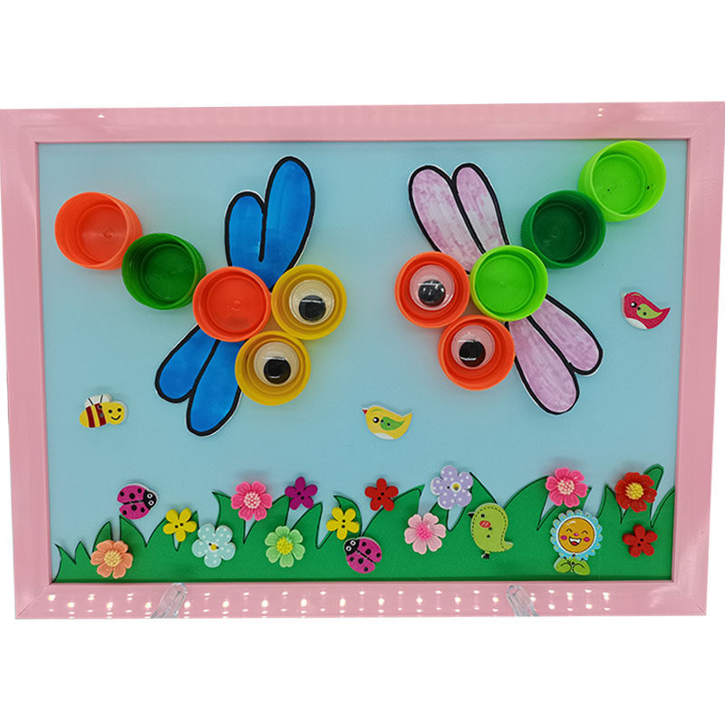 废物利用 环保diy玩具手工课材料包 矿泉水饮料瓶盖扣子贴画 蜜蜂,玩具/童车/益智/积木/模型,手工创意粘贴类,淘宝优惠券,粉丝福利购,淘宝优惠卷