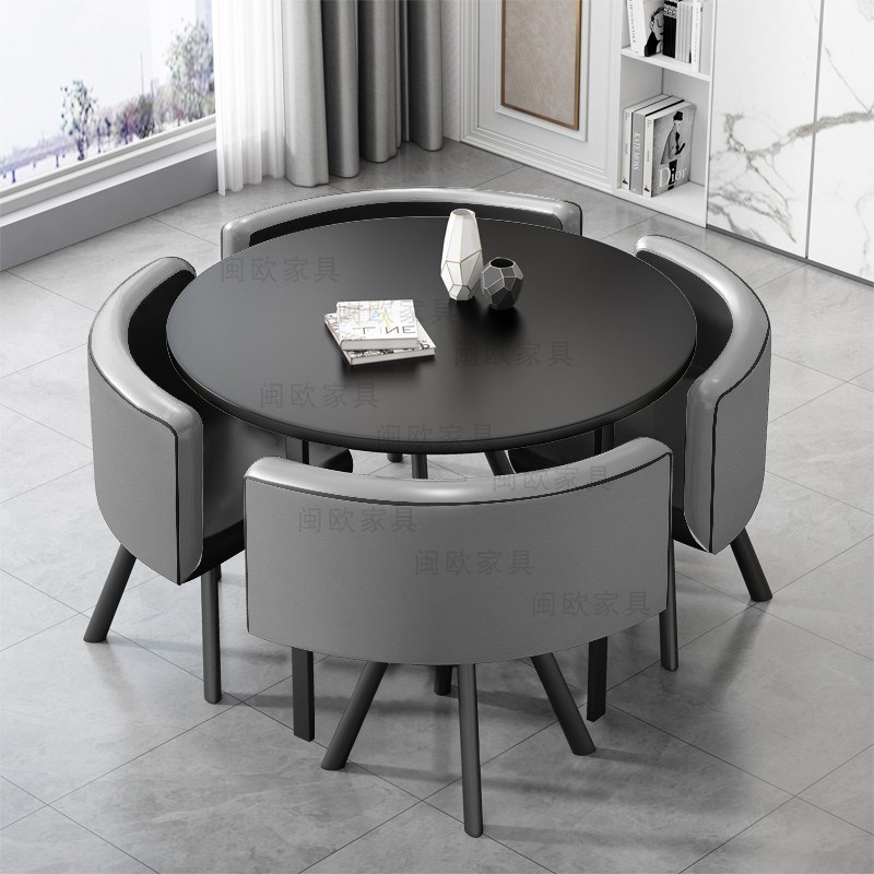 洽谈桌椅小户型租房饭桌餐桌现代圆桌家用阳台接待方桌椅