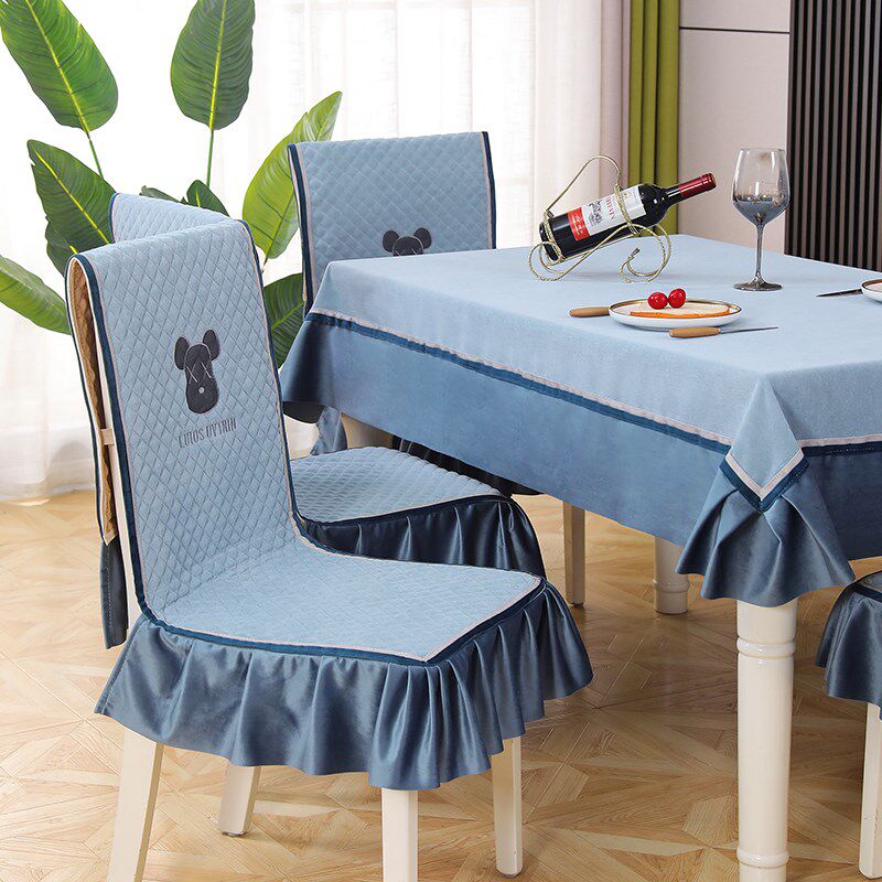 时尚新款现代纯色餐桌布椅子罩一体连体餐椅布艺加厚刺绣,居家布艺,桌布,淘宝优惠券,粉丝福利购,淘宝优惠卷