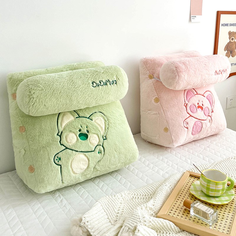 卡通嘟嘟喵床头靠枕靠垫卧室床上女生睡觉抱枕超软枕头大号靠背垫