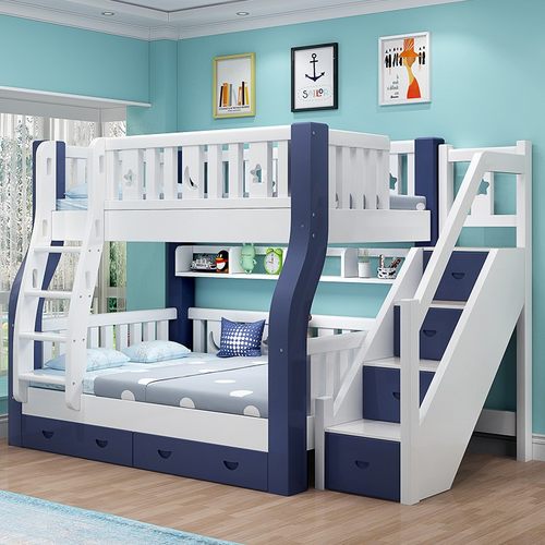 全实木上下床层床子母床两层儿童床男孩多功能母子胡桃木高低床