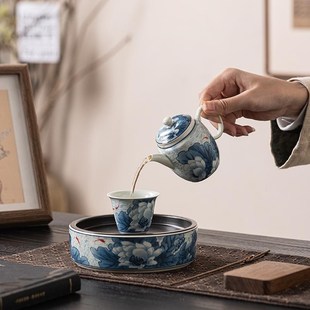 过滤壶承茶壶 青花瓷茶壶复古茶器小壶单壶家用泡茶壶功夫茶具套装