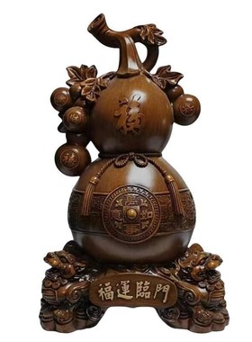 木制葫芦葫芦工艺品实木家居饰品客厅酒柜办公室摆设家用