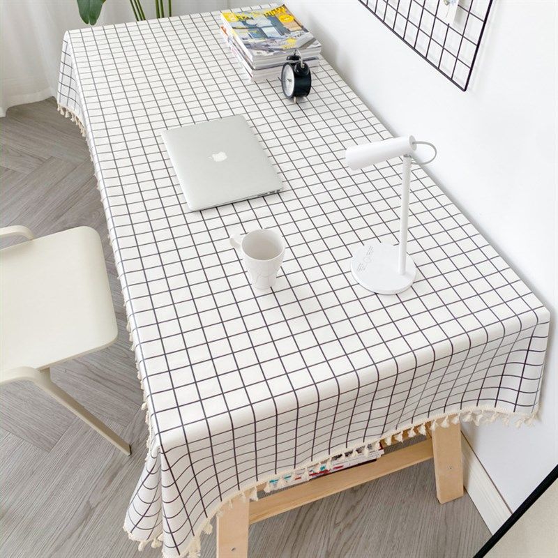现代格子书桌桌布布艺防水防油免洗学生宿舍桌垫书房梳妆台布,居家布艺,桌布,淘宝优惠券,粉丝福利购,淘宝优惠卷