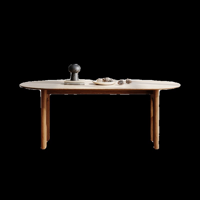 暮奢法式复古实木洞石岩板餐桌椅小户型大象腿椭圆形餐桌