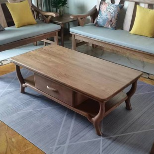 白蜡木全实木茶几电视柜组合客厅家用简约原木茶桌白蜡木岩板茶几