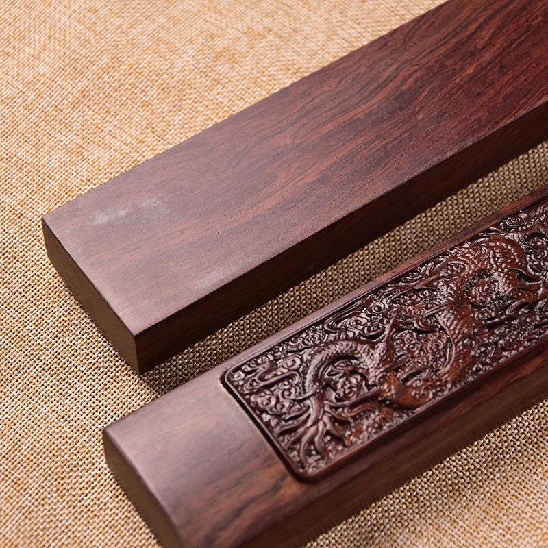 大号龙戏珠龙型浮雕黑檀木实木镇纸黑梓木文房四宝创意镇尺