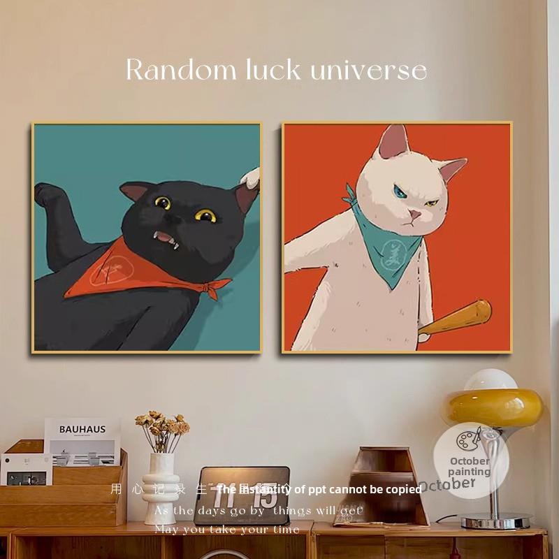 情侣阿凡达猫装饰画暖房客厅桌面画现代极简主义卧室床头柜壁画